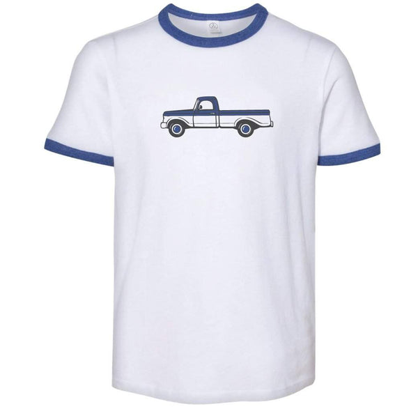 Adult 1965 Pick Up Truck Ringer Short Sleeve Tee-Honey Bee Tees-