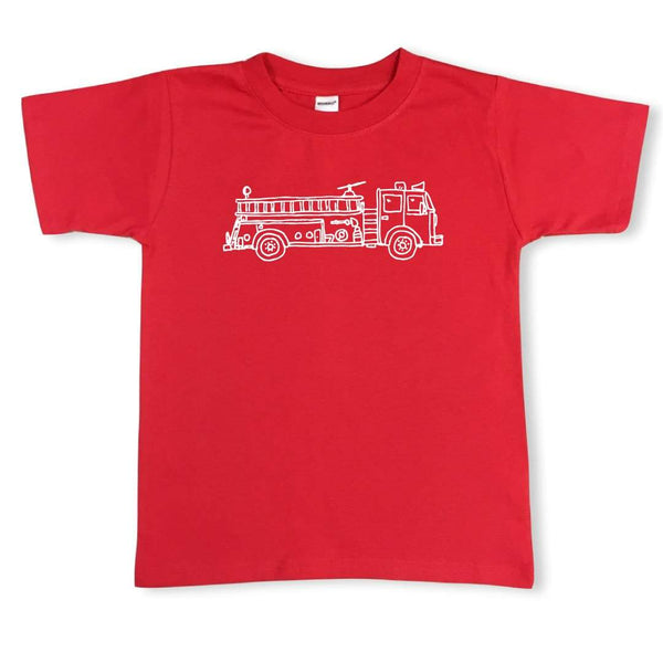 Fire Truck Short Sleeve Tee-Honey Bee Tees-Monag