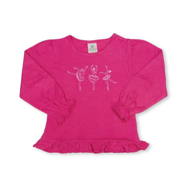 Ballerinas Long Sleeve Ruffle Tee-Honey Bee Tees-