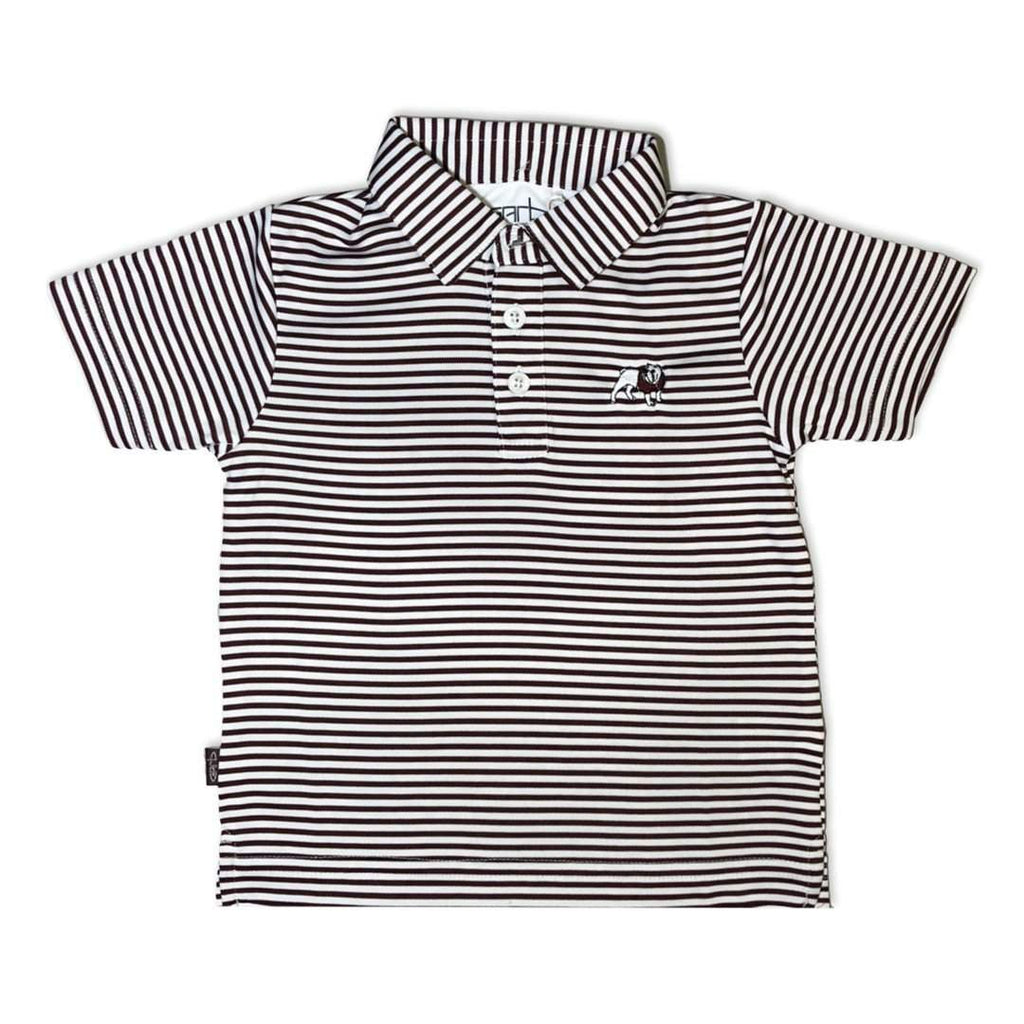 Bulldog Maroon Striped Polo-Honey Bee Tees-