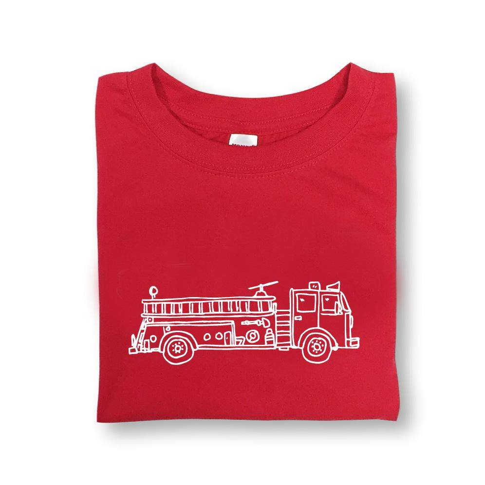 Fire Truck Short Sleeve Tee-Honey Bee Tees-Monag
