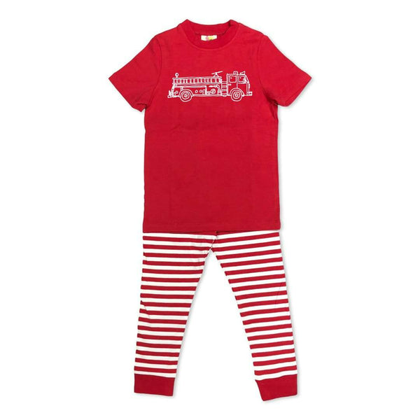 Short Sleeve Fire Truck Sleepwear-Honey Bee Tees-pajamas