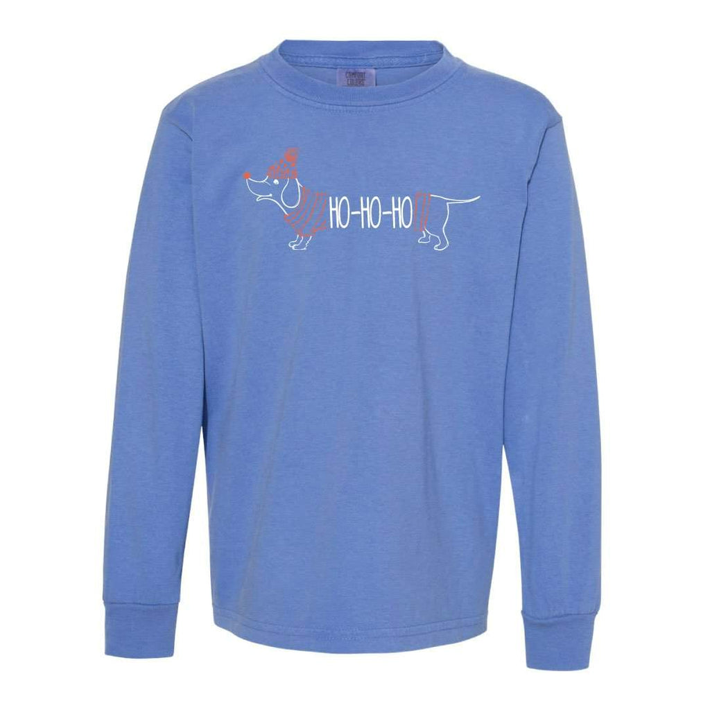 HoHoHo Dog Long Sleeve Tee-Honey Bee Tees-Comfort Colors