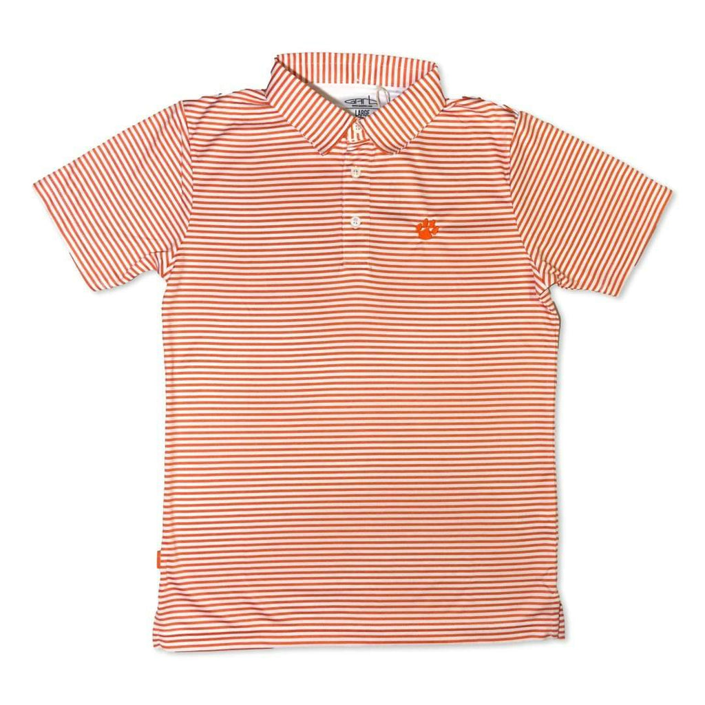 Tiger Paw Print Orange Striped Polo-Honey Bee Tees-