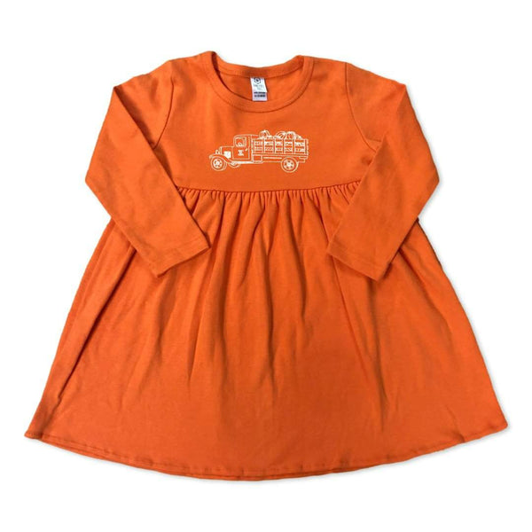 Pumpkin Truck Long Sleeve Dress-Honey Bee Tees-