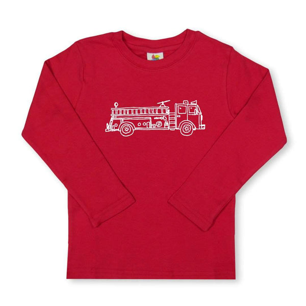 Fire Truck Long Sleeve Tee-Honey Bee Tees-