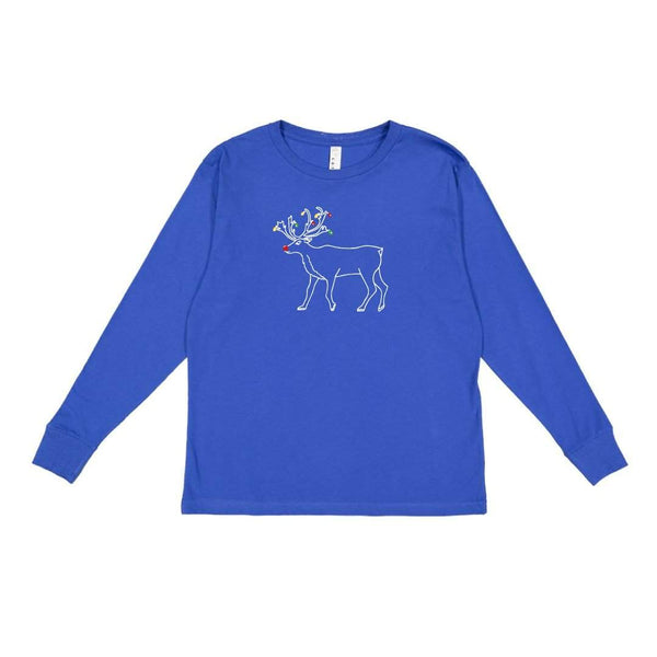 Reindeer with Lights Long Sleeve Tee-Honey Bee Tees-