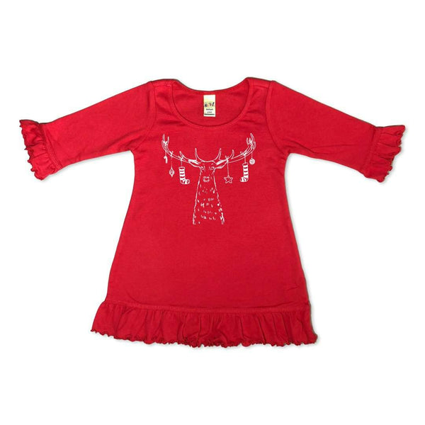 Santa's Reindeer 3/4 Ruffle Tunic-Honey Bee Tees-