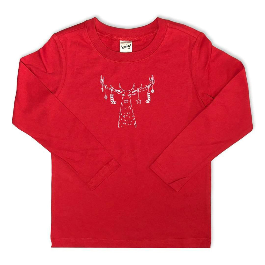 Santa's Reindeer Long Sleeve Tee-Honey Bee Tees-Kavio