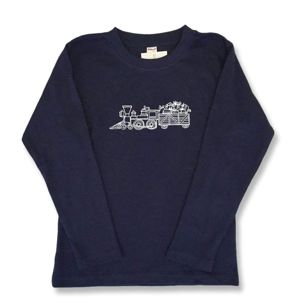 Santa's Steam Engine Long Sleeve Tee-Honey Bee Tees-