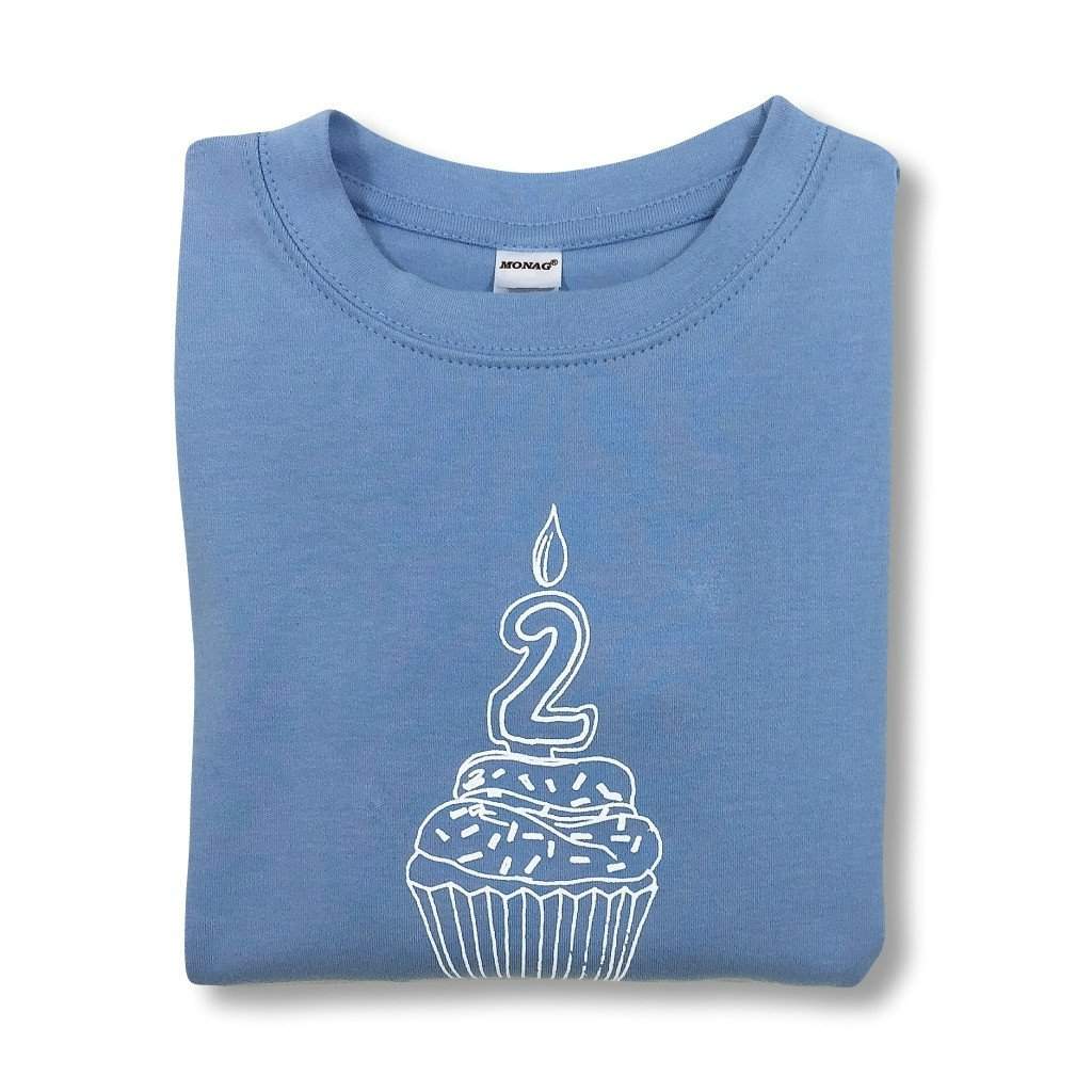 2nd Birthday Blue Long Sleeve Tee-Honey Bee Tees-Monag