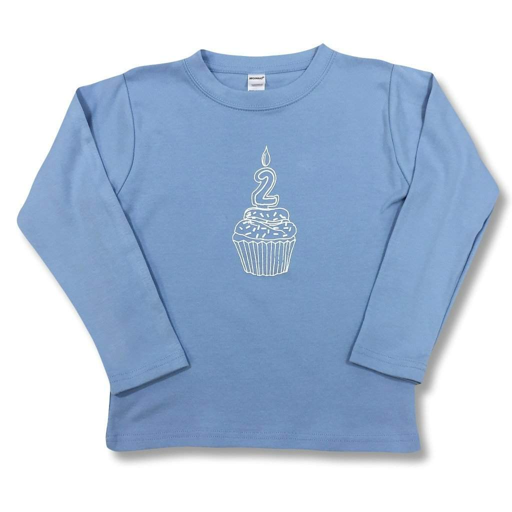 2nd Birthday Blue Long Sleeve Tee-Honey Bee Tees-Monag