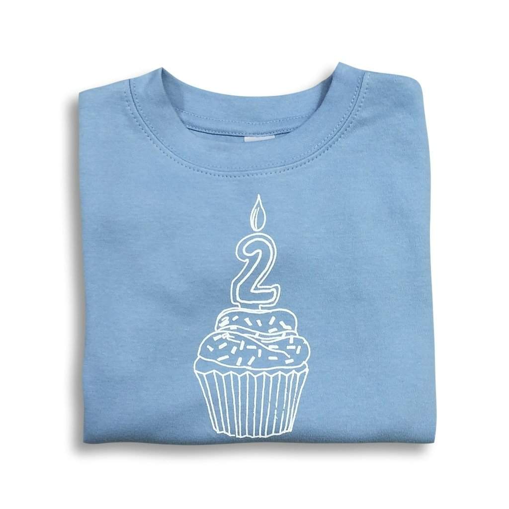 2nd Birthday Blue Short Sleeve Tee-Honey Bee Tees-Monag