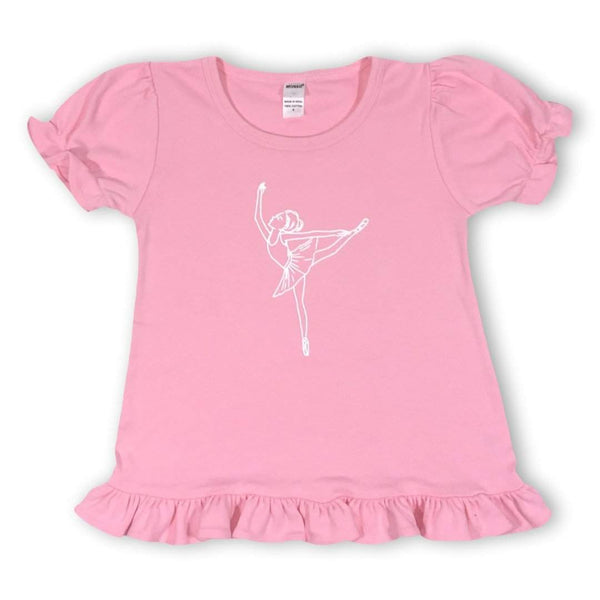 Ballerina Short Sleeve Ruffle Tee-Honey Bee Tees-Monag