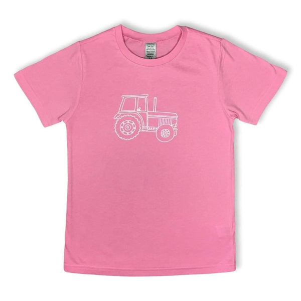 Big Pink Tractor Short Sleeve Tee-Honey Bee Tees-Monag