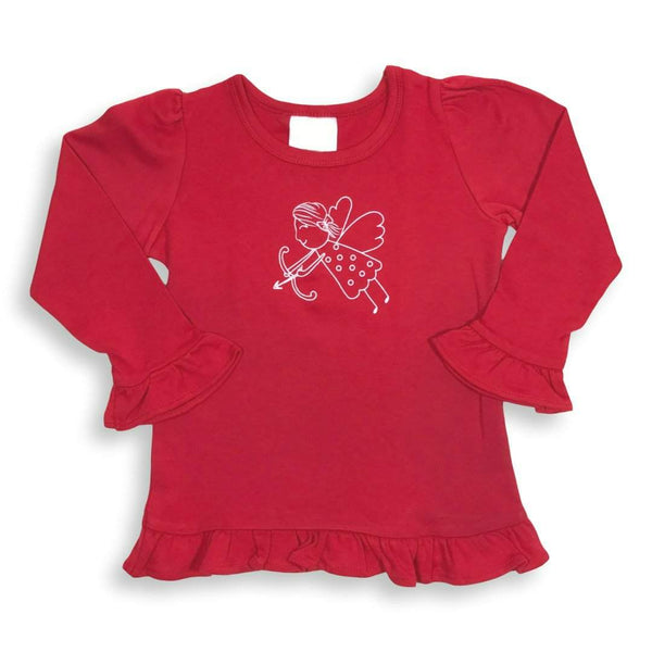 Cupid Long Sleeve Ruffle Tee-Honey Bee Tees-Blanks Boutique