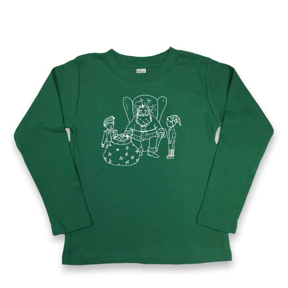 Santa and Elves Long Sleeve Tee-Honey Bee Tees-Monag