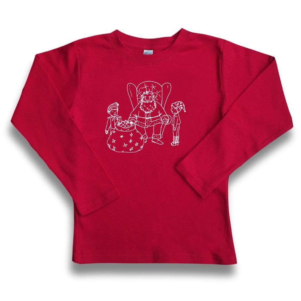 Santa and Elves Long Sleeve Tee-Honey Bee Tees-Monag