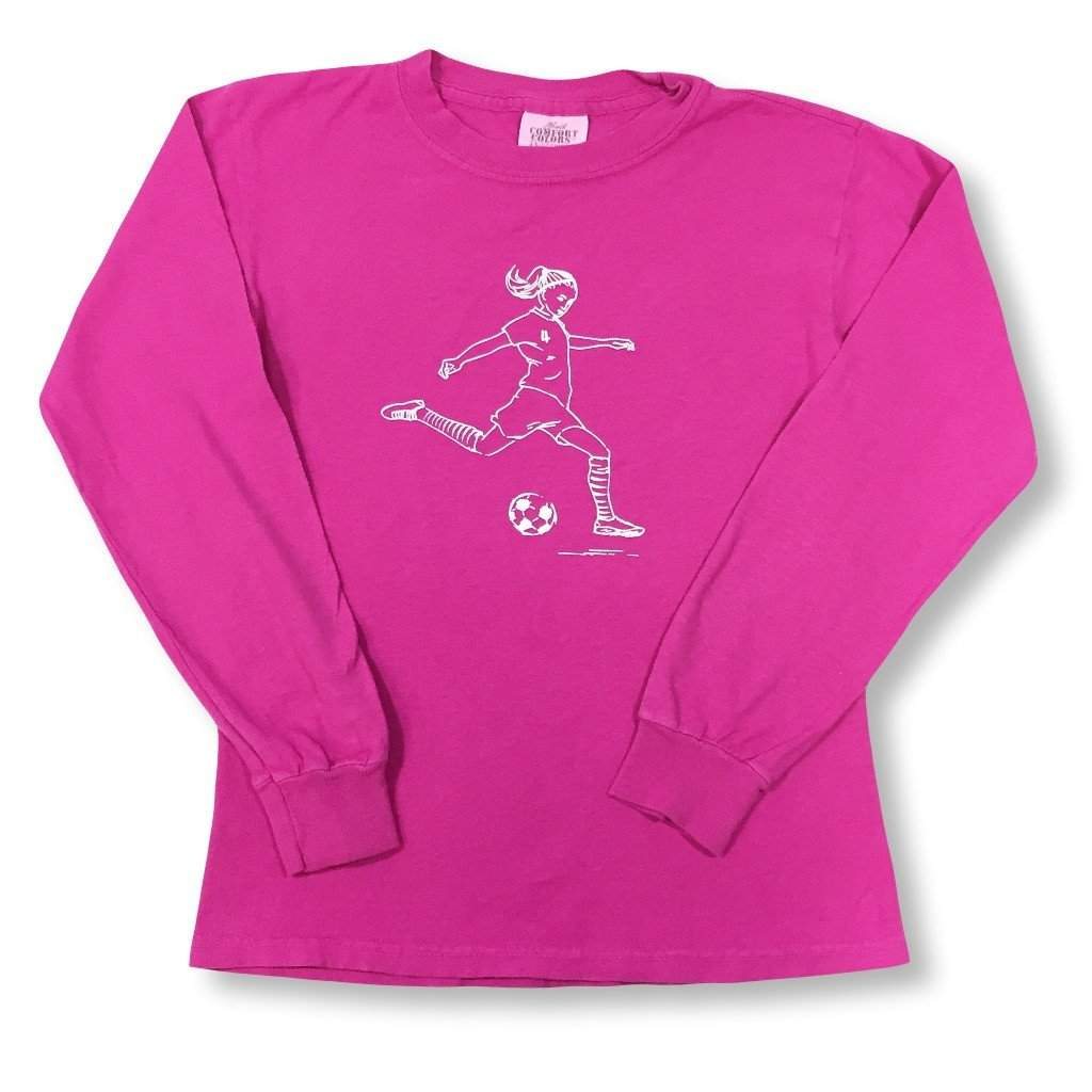 Soccer Girl Long Sleeve Tee-Honey Bee Tees-Comfort Colors