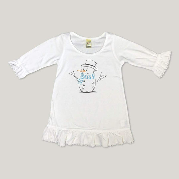 Snowman 3/4 Ruffle Tunic-Honey Bee Tees-
