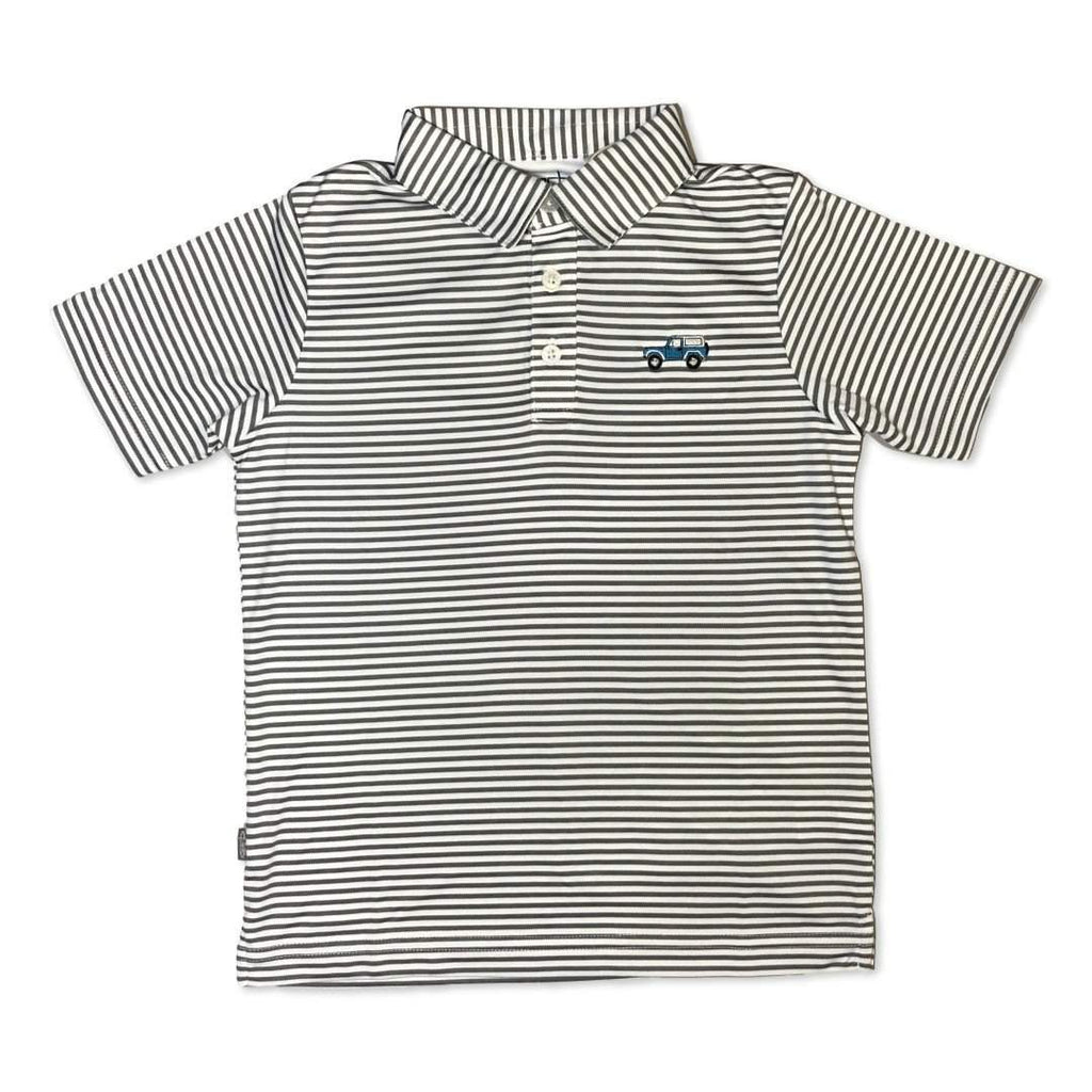 Vintage 4x4 Charcoal Striped Polo-Honey Bee Tees-