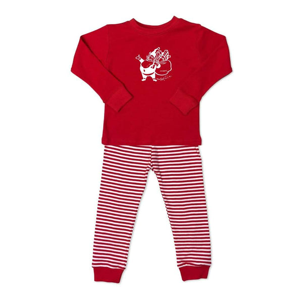 Vintage Santa Long Sleeve Striped Sleepwear-Honey Bee Tees-
