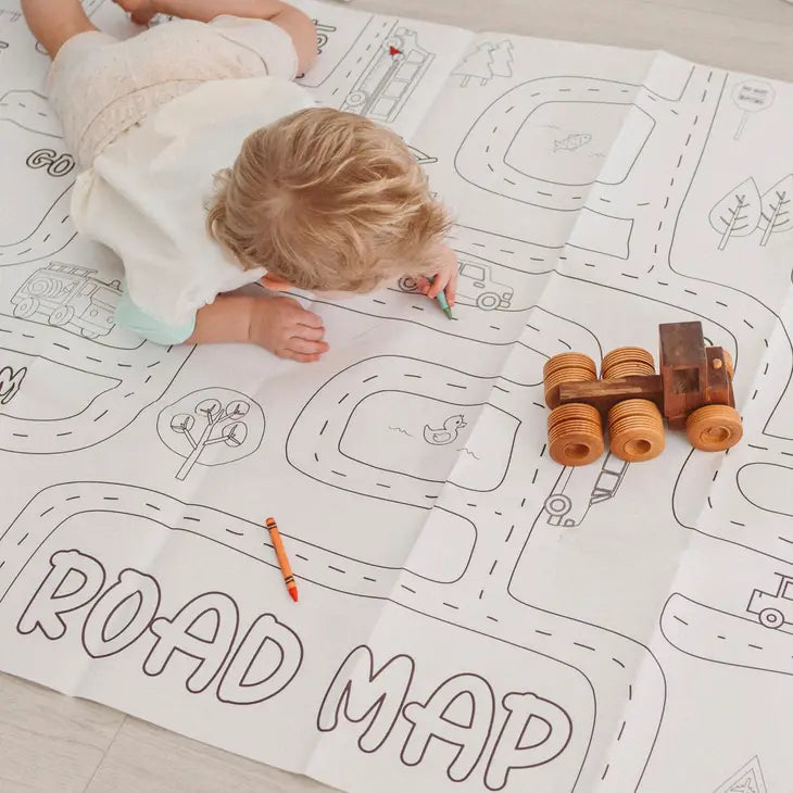 Road Map Mat Cars & Trucks Road Map Mat | Giant Coloring Play Activity – Honey Bee Tees