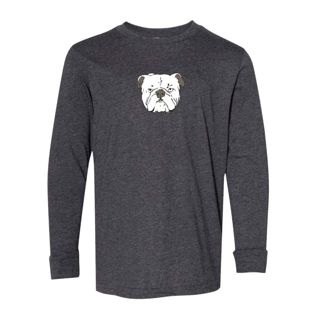 Bulldog Head Long Sleeve Tee-Honey Bee Tees-