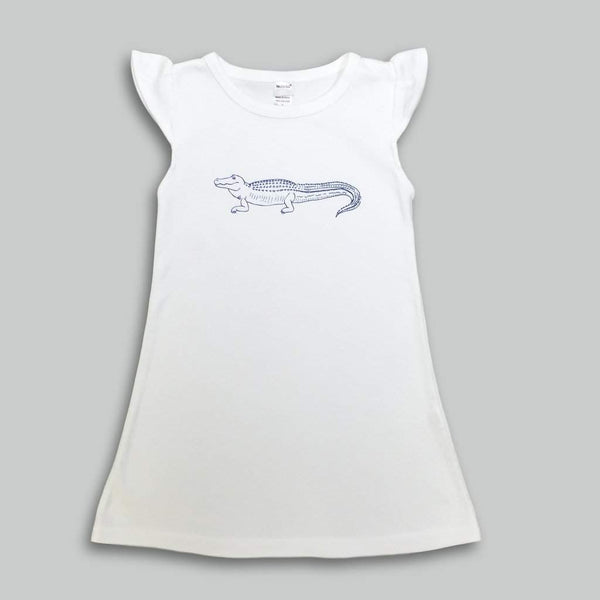 Alligator Flutter Sleeve Dress-Honey Bee Tees-Monag
