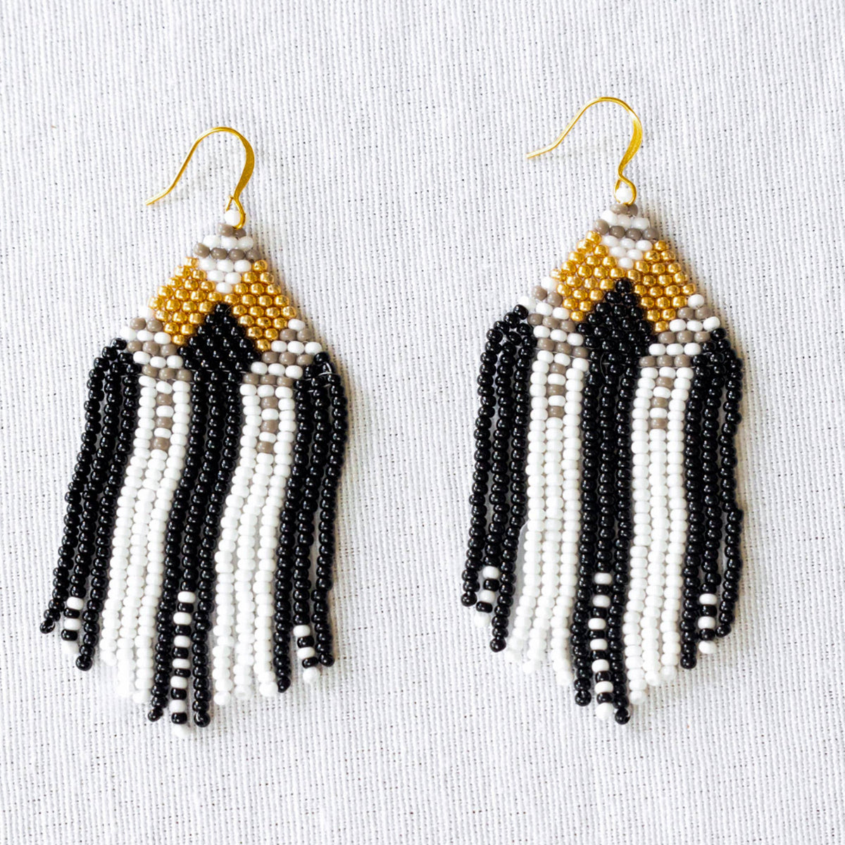 Buy light weight handcrafted off white beaded earrings