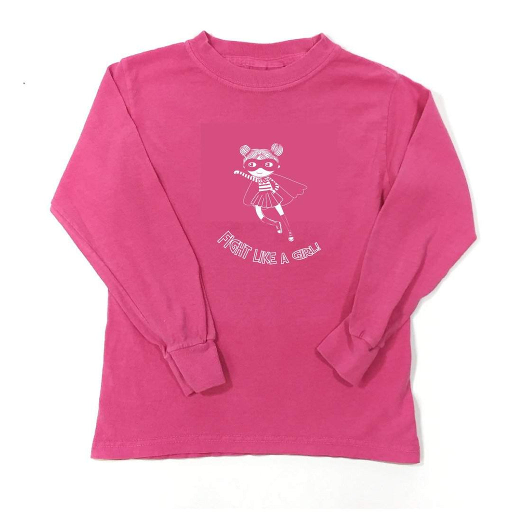 Fight Like a Girl Adult Long Sleeve Tees - Breast Cancer Awareness-Honey Bee Tees-