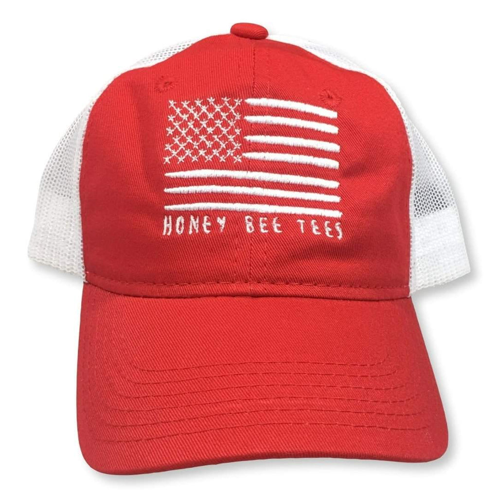 Flag Children's Trucker Hat-Honey Bee Tees-