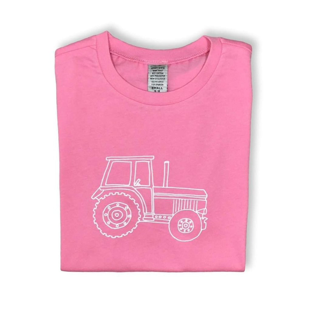 Big Pink Tractor Short Sleeve Tee-Honey Bee Tees-Monag