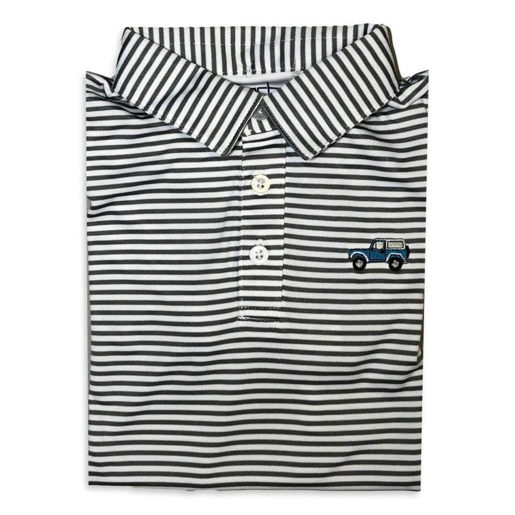 Vintage 4x4 Charcoal Striped Polo-Honey Bee Tees-
